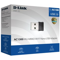 D-Link DWA-181 Wireless AC1300 MU-MIMO Nano USB Adapter